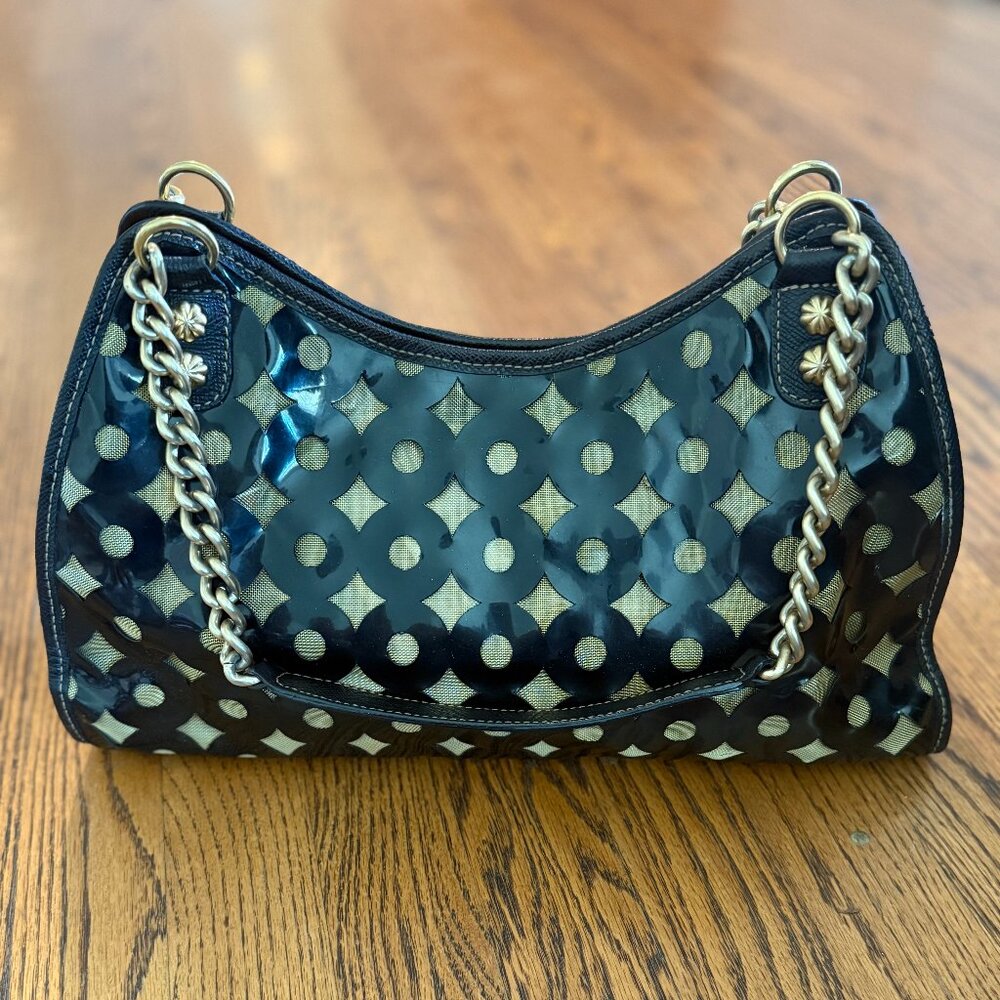 EUC Vintage Eric Javits Black Circle-Patterned Cut-Out Purse